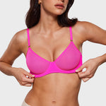 Women's Sheer Mesh Demi Bra Glitter Rose