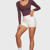 Women's Natrelax V-Neck Long Sleeve Tops Americano