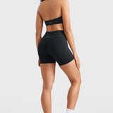 INGIA Womens High Waist No Front Seam Scrunch Butt Biker Shorts 5'' V-Back Scrunch Booty Gym Workouts Americano