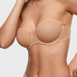 Women's Sheer Mesh Strapless Bra Warm Beige