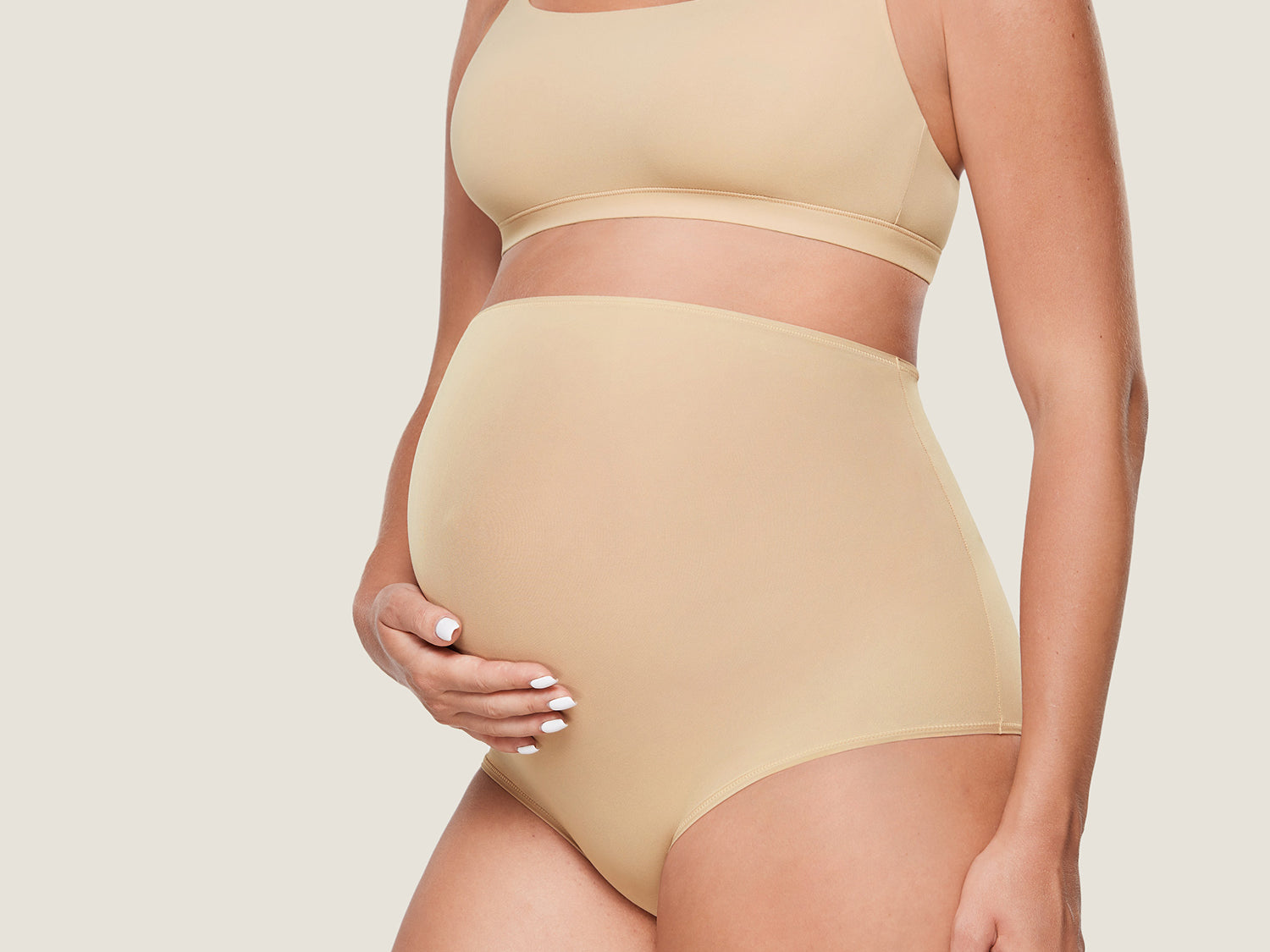 Women's High Waist Full Coverage Maternity Panties 2 Pack Light Oatmeal (2pack) @model_info:SHOPIFY1