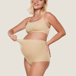 Women's High Waist Full Coverage Maternity Panties 2 Pack Light Oatmeal (2pack) @model_info:SHOPIFY2