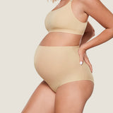 Women's High Waist Full Coverage Maternity Panties 2 Pack Light Oatmeal (2pack) @model_info:SHOPIFY3