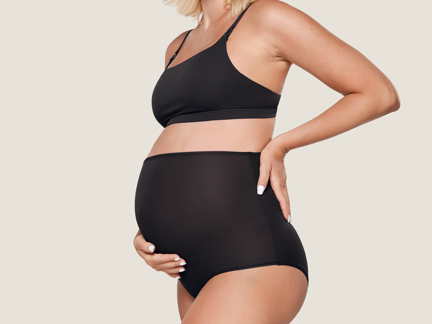 Women's High Waist Full Coverage Maternity Panties 2 Pack Black (2 Pack) @model_info:SHOPIFY5