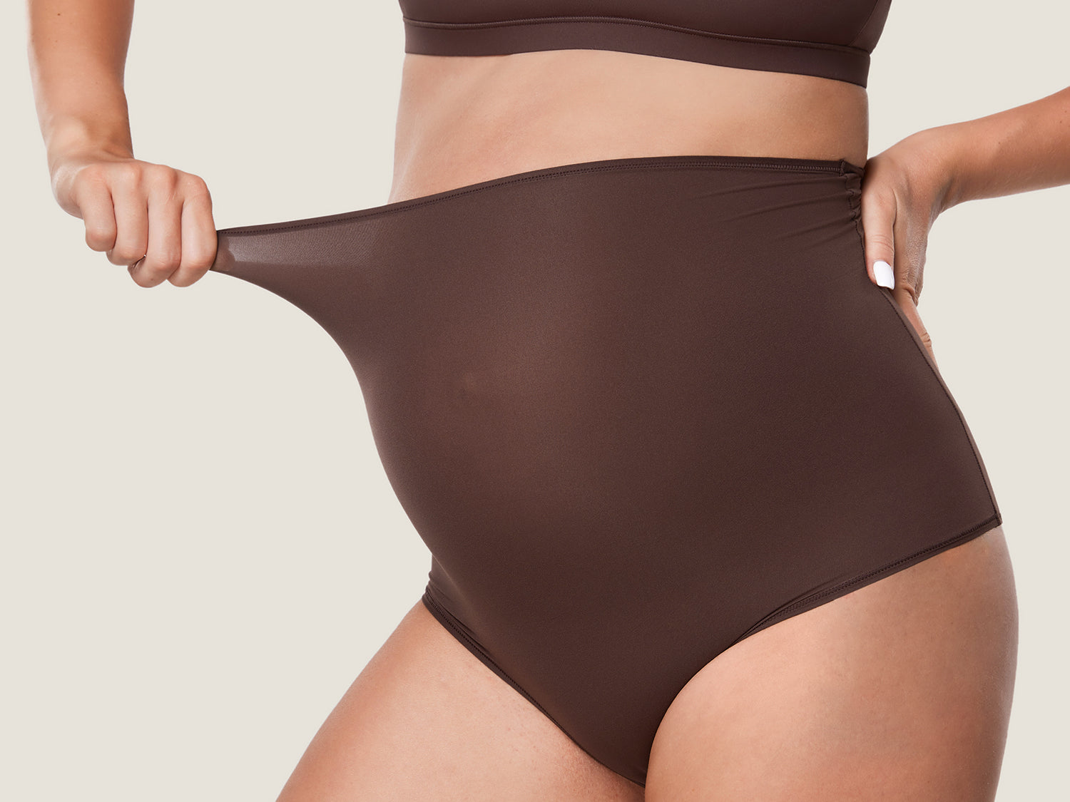 Women's High Waist Full Coverage Maternity Panties 2 Pack Hazelnut (2pack) @model_info:SHOPIFY3