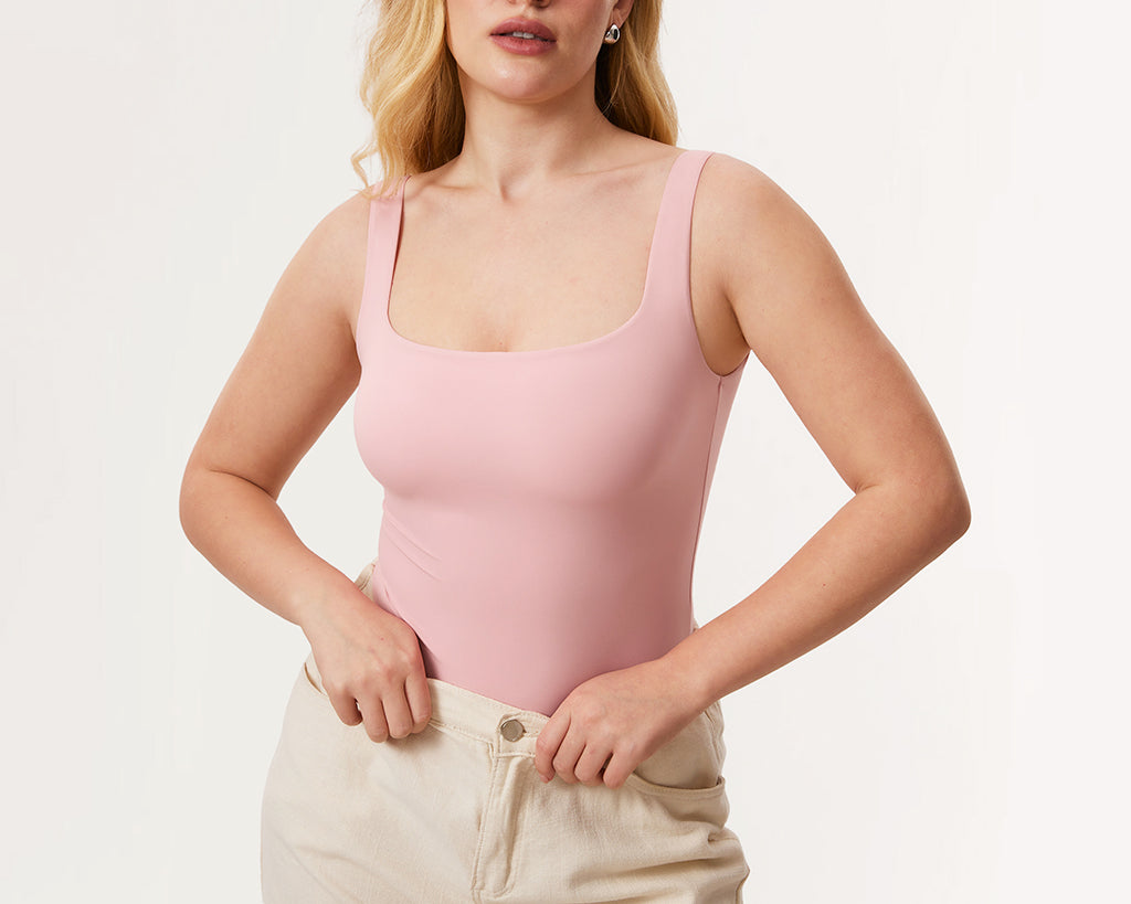 Women's Square Neck Bodysuit Rose Tan
