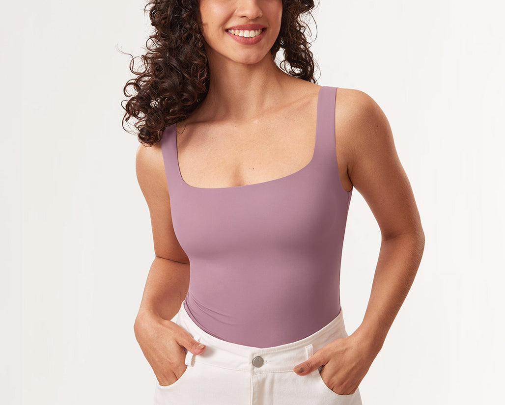 Women's Square Neck Bodysuit Orchid Rose