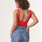 Women's Square Neck Bodysuit Bright Red