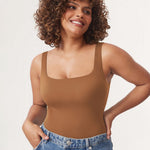 Women's Square Neck Bodysuit Chipmunk