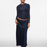 INLYRIC Women's Cosnufy® Mesh Sheer Long Sleeve Top Twilight Blue