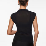 INLYRIC Cosnufy® Sheer Mesh Mock Neck Tank Top Black