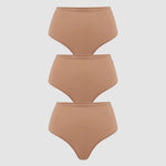 Women's Cozy High Waisted Thongs 3 Pack Gravel (3pack)