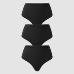 Women's Cozy High Waisted Thongs 3 Pack Black 3pack