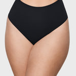Women's Cozy High Waisted Thongs 3 Pack Black 3pack
