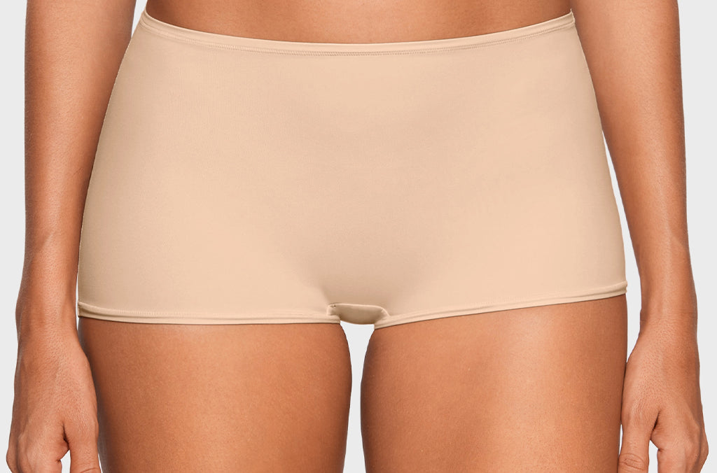 Women's Soft Mid Waist Boy Shorts 3 Pack Beige (3pack)