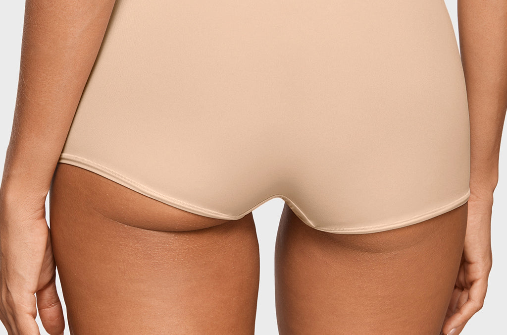 Women's Soft Mid Waist Boy Shorts 3 Pack Beige (3pack)