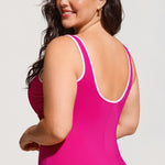 Women's Zipper One Piece Swimsuit Rose Violet