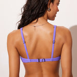 Women's Ribbed Scoop Neck Bikini Top Sky Purple @model_info:ES2