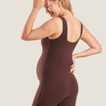 Women's Natrelax® Square Neck Maternity Romper Taupe