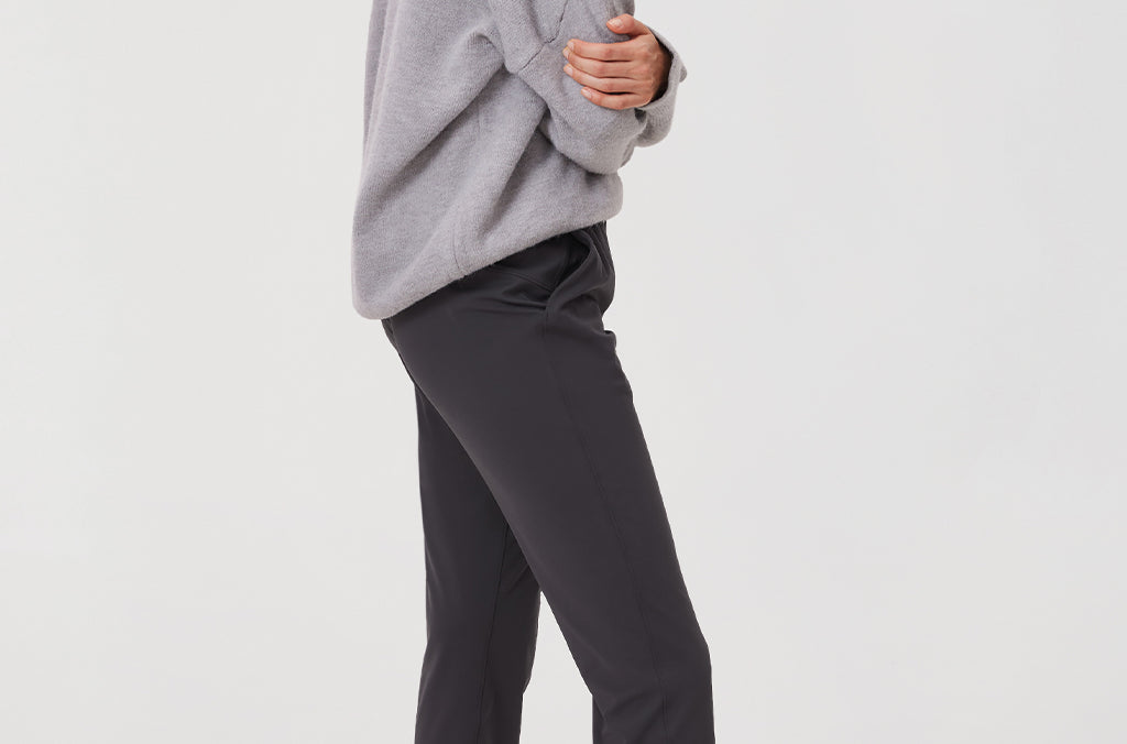Women's Stretch Drawstring 7/8 Pants with Pockets 27'' Coffee Brown