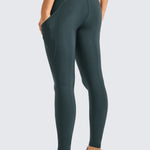 CRZ YOGA Women's Fleece Lined Leggings with Pockets 28'' Black