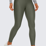 CRZ YOGA Women's Fleece Lined Leggings 25" Olive Green