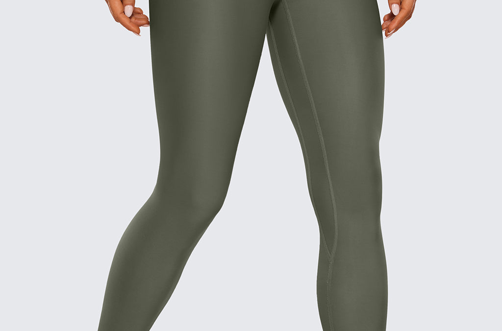 CRZ YOGA Women's Fleece Lined Leggings 25" Olive Green