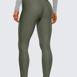 CRZ YOGA Women's Fleece Lined Leggings 25" Olive Green