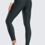 CRZ YOGA Women's Fleece Lined Leggings with Pockets 25'' Mysterious Grey