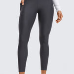 CRZ YOGA Women's Fleece Lined Leggings with Pockets 25'' Mysterious Grey