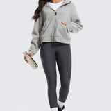 CRZ YOGA Women's Fleece Lined Leggings with Pockets 25'' Mysterious Grey