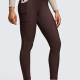 CRZ YOGA Women's Fleece Lined Leggings with Pockets 25'' Melanite
