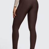 CRZ YOGA Women's Fleece Lined Leggings with Pockets 25'' Milky White