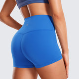 CRZ YOGA Women's Yoga High Rise Booty Butterluxe Biker Shorts 2.5'' Milky White