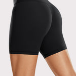 CRZ YOGA Women's Yoga High Rise Biker Shorts Butterluxe Shorts 6'' Black