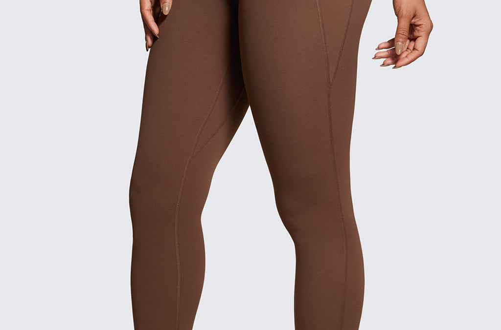 CRZ YOGA Womens Butterluxe Pockets Workout Leggings 28" Coffee Brown