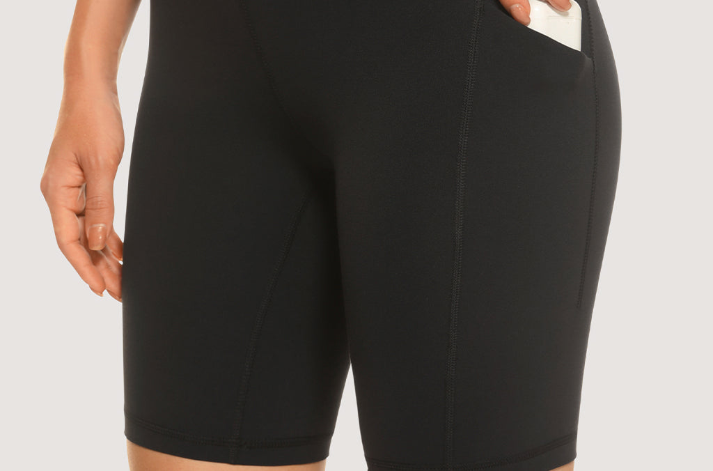 CRZ YOGA Women's Stretchy Pockets Shorts 8" Black