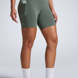 CRZ YOGA Women's Fast Dry Athletic Shorts 6" with Pockets Grey Sage