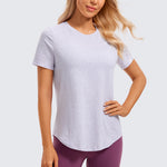 Women's Pima Cotton Classic Short Sleeve Shirts purple gray