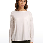 Women's Pima Cotton Boat Neck Long Sleeve Shirts Dark Red 2