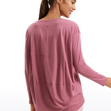 Women's Pima Cotton Boat Neck Long Sleeve Shirts Coffee Brown