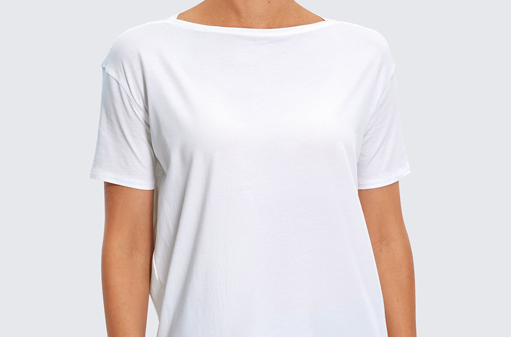 Women's Pima Cotton Boat Neck Short Sleeves Shirts Black
