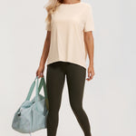 Women's Pima Cotton Boat Neck Short Sleeves Shirts White Opal