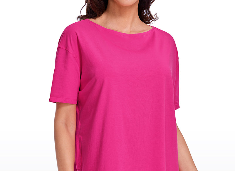 Women's Pima Cotton Boat Neck Short Sleeves Shirts Briar Rose