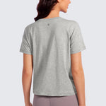 CRZ YOGA Women's Pima Cotton Crew Neck Short Sleeves Shirts Black