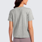 CRZ YOGA Women's Pima Cotton Crew Neck Short Sleeves Shirts Black