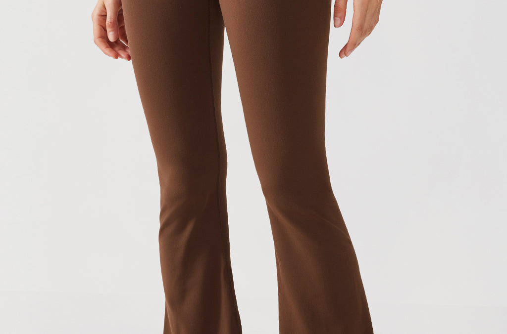 CRZ YOGA Women's V Cross Waist Flare Leggings 31'' Olive Green