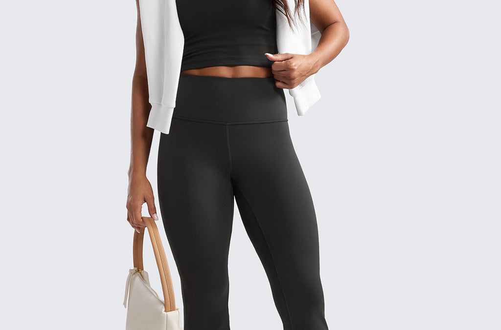 CRZ YOGA Women's High Waist Flare Leggings 30.5" Olive Green