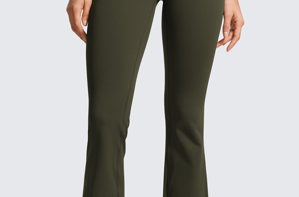 CRZ YOGA Women's High Waist Flare Leggings 30.5" Olive Green