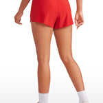 CRZ YOGA Women's Running Feathery-Fit Soft Spilt Quick Dry Lined Shorts Deep Red